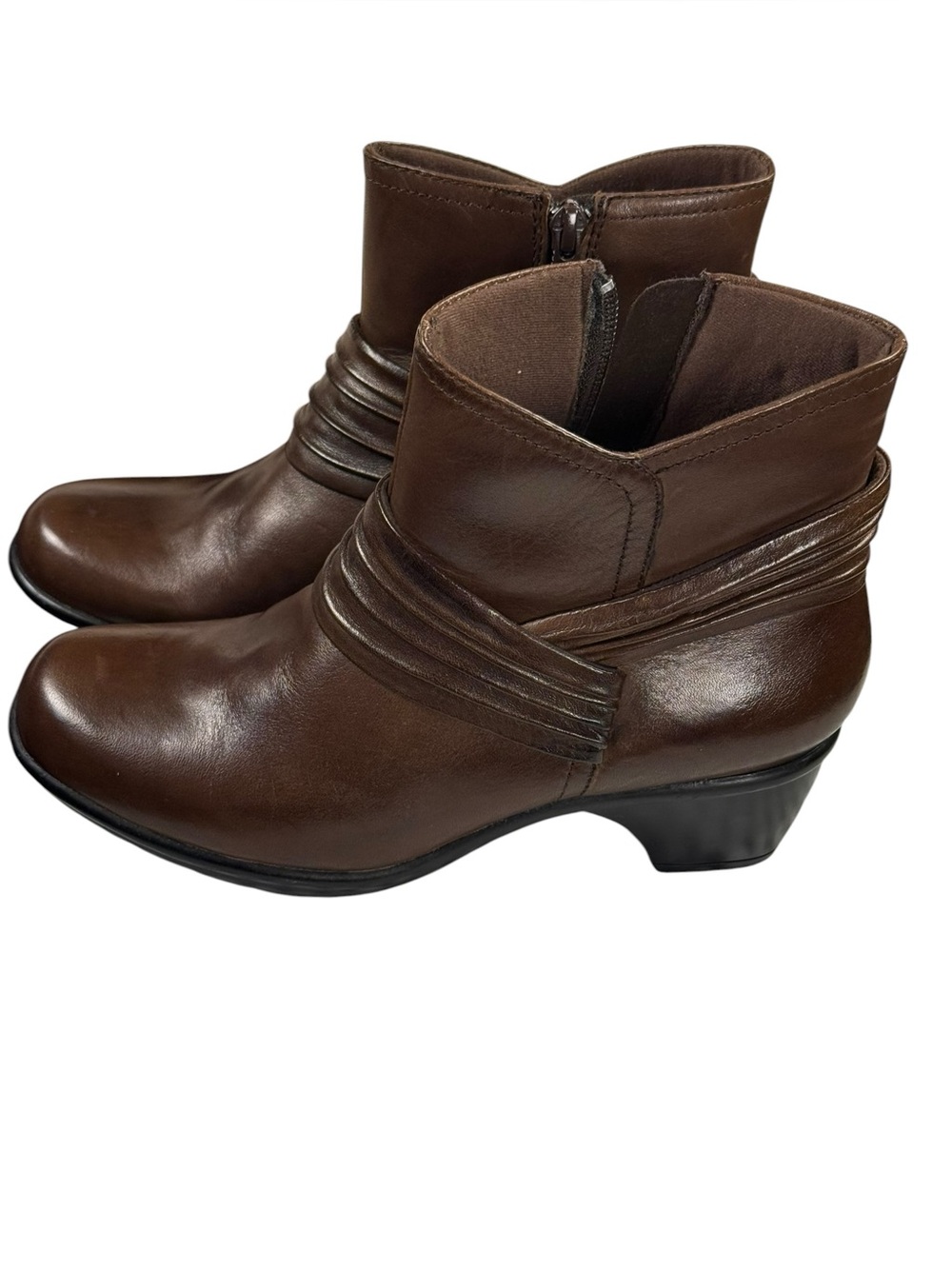 Clark’s Women’s Wish Mood Brown Leather Amkle Bootie Size 7 - Picture 3 of 12